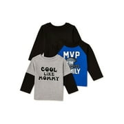 Garanimals Long Sleeve Graphic Raglan Regular T-Shirt (Infant or Toddler) 3 Pack